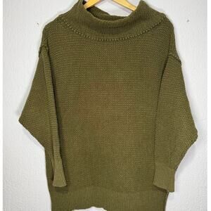 Free People Sweater Knit Cozy Mock Neck Army Green Womens XS
